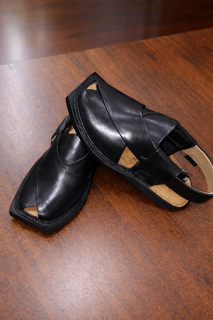 Italian Leather Narozi Chappal Black